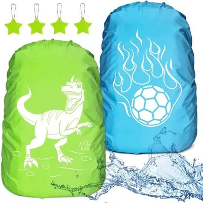 Produktbild von Reflektierende Regenhoes - Dinosaurus-voetbal schoolrugzak - Kinderen veilig in regen - Reflexen für sichere Regenwetter - Dinosaurier-Fußball-Tasche