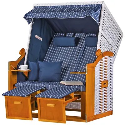 Produktbild von Strandkorb - bene living - Ostsee - gestreift/blau - PE weiß