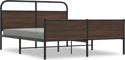 Produktbild von vidaXL Metallbett ohne Matratze Braun Eichen-Optik 160x200 cm
