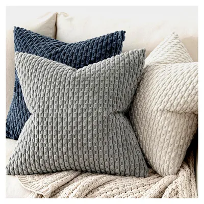 Produktbild von Kissenbezug aus Kordsamt, dekorative Kissenhülle, modernes Sofakissen, 2er Set 40x40 cm Cremeweiß