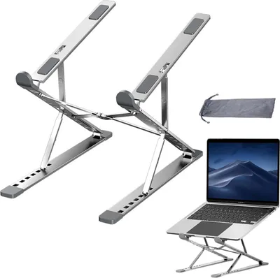 Produktbild von Tragbarer Laptopständer für den Schreibtisch, leichtes, doppelwandiges Aluminium, faltbar, höhen- und winkelverstellbar, ergonomisch