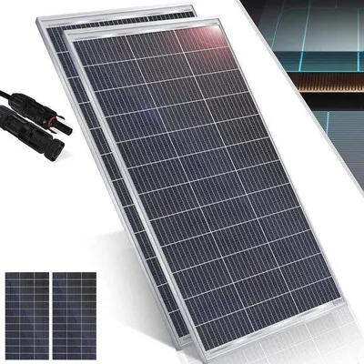 Obrázek produktu pro Solární sada se 2 monokrystalickými solárními panely – 165 W, 18 V pro 12V akumulátory – ideální pro karavany, kempování a zahradní domky