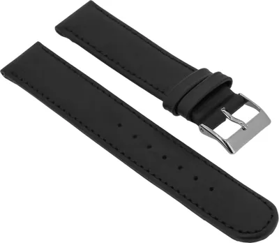 Produktbild von BecoTechnic Uhrenarmband Leder schwarz Wasserabweisend glatt , Stegbreite:14mm, Schließe:Silbern