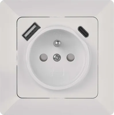 Zásuvka s USB A+USB C., bílá