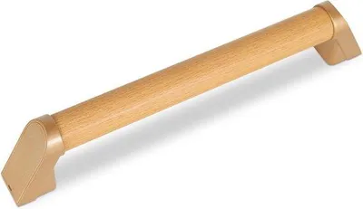 Zdjęcie produktu dla Antypoślizgowy uchwyt prysznicowy dla seniorów – drewniana poręcz o długości 40 cm do łazienki i okien szklanych