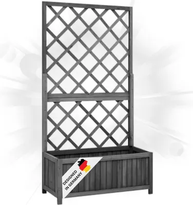 Produktbild von DELUKE® Rankkasten Gartenspalier MALO schwarz | 135x70x30cm | Spalier mit Blumenkasten mit Rankgitter Rankhilfe mit Pflanzenkasten Blumenkübel Pflanzgefäß