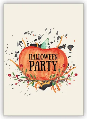 Produktbild von Künstlerische Einladungskarte zu Halloween mit Kürbis: Halloween Party