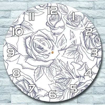 Produktbild von Wanduhr aus Glas Rund fi 30 Blaue Rosen Blumen Quarz Deko Schlafzimmer Büro