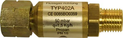Produktbild von TGO Uni Schlauchbruchsicherung 1/4" Links auf 1/4" L 50 mbar Grill BBQ Zubehör