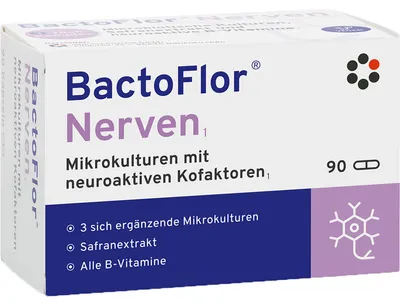 Produktbild von BactoFlor Nerven Kapseln Mikrokulturen mit neuroaktiven Kofaktoren, 90 St. Kapseln