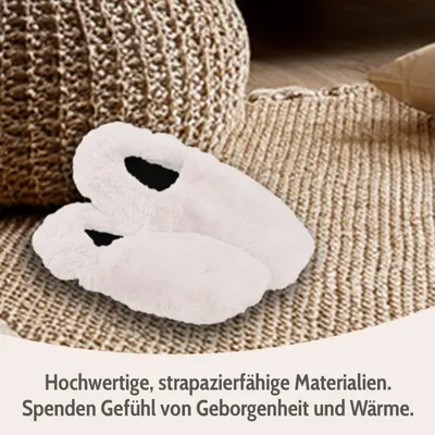 Produktbild von Habibi Wärmeschuhe aufheizbare Thermo Hausschuhe Fußwärmer für Mikrowelle & Ofen - creme, Schuhgröße L (EUR 41-45), KI-generiertes Bild