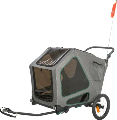 Produktbild von TRIXIE Fahrradanhänger für große Hunde, mit Federung - grau/salbei - 55,5 × 77 × 105/147 cm