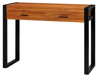 Produktbild von Bürotisch mit zwei Schubladen aus recyceltem Teak für Arbeitszimmer und Wohnzimmer 100x40x75 cm