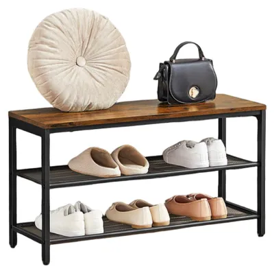 Immagine prodotto di Panca porta scarpe in legno con spazio contenitivo – Ingresso – Stile vintage – 80 x 30 x 44,5 cm