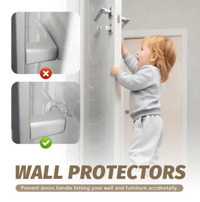 Imagen del producto de Protectores transparentes para tiradores de puertas, 6 unidades, de silicona, para paredes