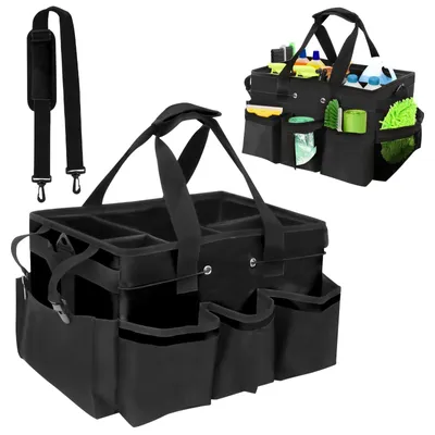 Große Putztasche aus Oxford-Gewebe, schwarz, 40x27,5x23,5 cm