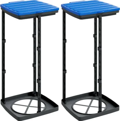 Immagine prodotto di vidaXL Supporto per cestino 2 pezzi nero e blu 60 L PP