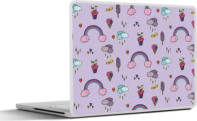 Produktbild von MuchoWow® Laptop Aufkleber Sticker Cover Muster - Regenbogen - Krone - Mädchen - Kinder - Kinder 32.5x23.5 cm - Sticker für Laptop - Selbstklebend