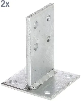 Zdjęcie produktu dla Alberts 215170 Wspornik słupka T, do wkręcania lub osadzania w betonie, ocynkowany ogniowo, rozmiar środnika 130 x 80 mm, zestaw 2 szt