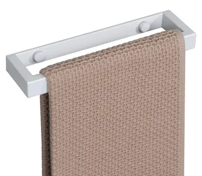 Image de Porte-serviettes sans perçage, blanc, autocollant ou à visser, en acier inoxydable, pour la salle de bains et la cuisine, 20 cm
