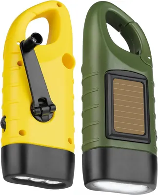 Productafbeelding van Led-zaklampen met zwengel - Dynamo zaklampen - Noodsituaties en buiten - Opladen via zon en zwengel - 2 stuks