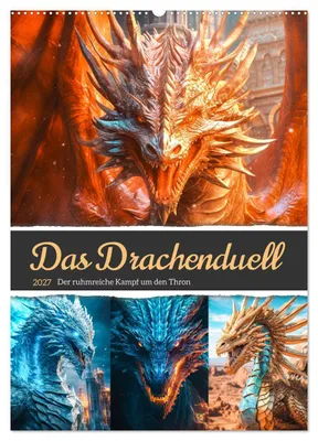 Produktbild von Das Drachenduell (Wandkalender 2027 DIN A2 hoch), CALVENDO Monatskalender
