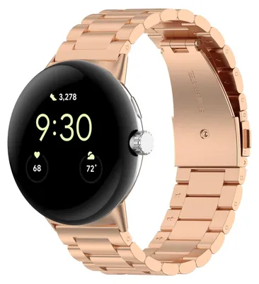 Image de Bracelet de montre connectée en acier inoxydable pour Google Pixel Watch 4 / 3 / 2 / 1 45 mm, couleur or rose