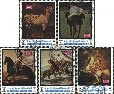 Produktbild von Briefmarken Jemen (Königreich) 1970 Mi 1007A-1011A (kompl.Ausgabe) gestempelt Pferdegemälde
