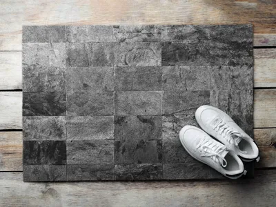 Produktbild von Fußmatte Aussen - Schuhmatte Haustür- Schmutzfangmatte Türvorleger - Outdoor Teppich Schmutzfänger - 90x60 cm - Marmorfliesen