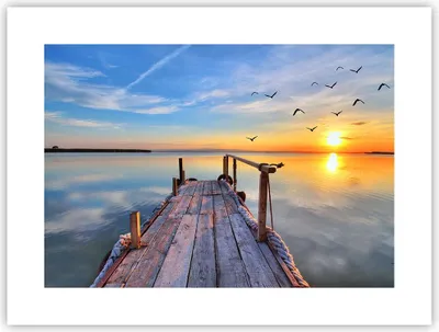 Produktbild von Poster - Poster ohne Rahmen - See Natur Brücke Vögel - 40x30 cm - Wand Bild - Wanddeko - Wandbilder - Kunstposter - Wandposter - Bilder - Kunstdruck - Wanddekoration - Wandbild - P2XAA40x30-2402
