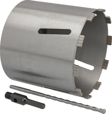 Produktbild von Diamantbohrkrone Ø 202 mm Nutzlänge 180 mm mit 6-kant-Aufnahme 100 mm und Zentrierbohrer 240 mm Segmenthöhe 10 mm Diamant Bohrkrone Trockenbohrkrone Kernbohrer Betonbohrkrone Kernbohrkrone BTEC