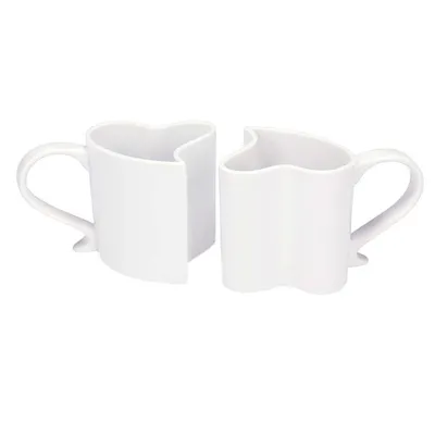 Image de 2 mugs en forme de coeur pour les amoureux Daklos