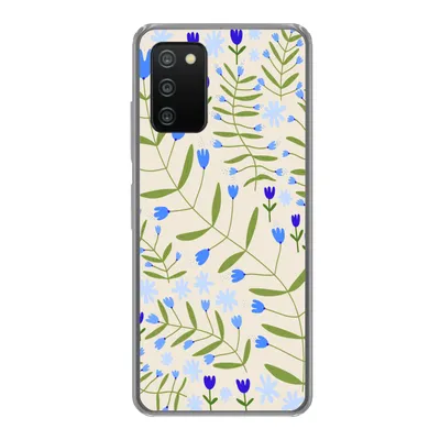 Produktbild von MuchoWow® Handyhülle Schutzhülle Hülle für Samsung Galaxy A03s Blume - Blätter - Blau Silikon Softcase Handy Hülle - Schutz