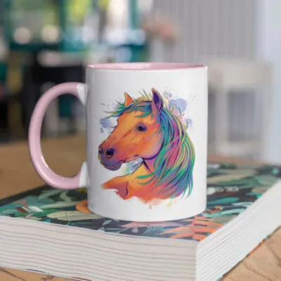Produktbild von Pferd Kakaotasse Kaffeetasse Teetasse – Rosa