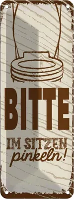 Produktbild von vianmo Blechschild 27x10 cm lustig Bitte im sitzen pinkeln Witz Humor Spaß