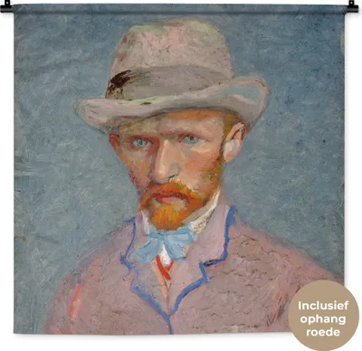 Produktbild von MuchoWow® Wandteppich Wandbehang Selbstporträt - Vincent van Gogh 90x90 cm Tapisserie Dekoration Wandtuch - Wandaufhänger
