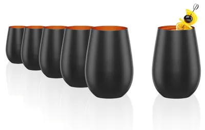 Kristallgläser Set 6er, 465 ml, spülmaschinenfest, schwarz/brünett