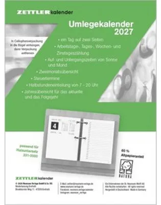 Produktbild von Umlegkalender 1T/2S 8x10,8 2027