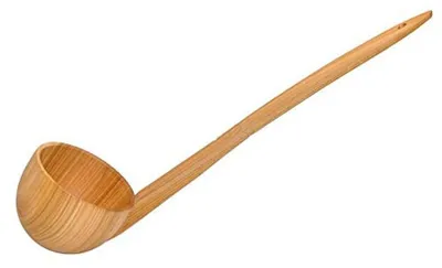 Image de Cuillère à soupe en bois de cerisier - Accessoire de cuisine naturel et écologique, 38 cm