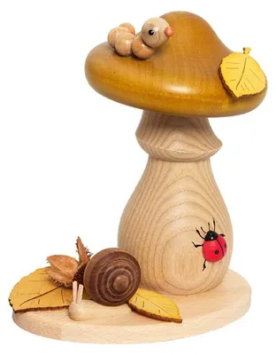 Produktbild von Drechslerei Kuhnert - Räucherfigur Pilz Grünling - Größe ca. 14cm, für Räucherkerzen Größe M (Standard) - 36002