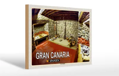 Produktbild von Holzschild Reise 30x20cm Gran Canaria Spanien Cueva Pintada Höhle
