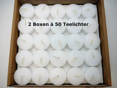 Produktbild von 100 Teelichter ohne Hülle (2x50 Stk.) Weiß Rohlinge 4 Stunden Brenndauer