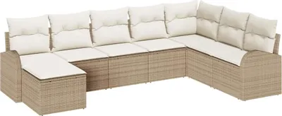 Produktbild von vidaXL Sofa Set 8 stk. Beige und Weiß Poly-Rattan