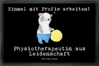 Produktbild von Mr. & Mrs. Panda Schmutzmatte Physiotherapeutin Leidenschaft 50 x 75 cm - Schwarz - Geschenk, Fussmatte, fußmatte, Fußabtreter, Türmatte, Schmutzfangmatte