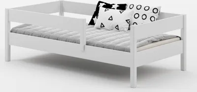 Produktbild von Kinderbett Lina 200x90 Kinderbett mit Rausfallschutz & Lattenrost weiß 90 x 200 für Mädchen und Jungen Massivholz Kiefer