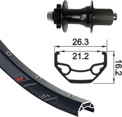 Produktbild von Hinterrad 29' Rodi Black Rock Disc gespeicht 32 Loch, Nabe XLC Evo 8-10 fach 6-Loch 12mm-Steckachse, schwarz