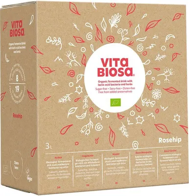 Produktbild von Vita Biosa Hagebutte 3L Bag-in-Box, Kräuterfermentgetränk mit Milchsäurebakterien,
