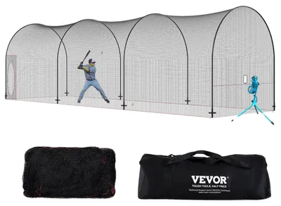 Produktbild von VEVOR Baseball-Schlagkäfig, Softball- und Baseball-Schlagkäfignetz und -rahmen, tragbares Übungskäfignetz mit Tragetasche, robuster geschlossener Wurfkäfig für das Schlagtraining im Garten, 40FT, 40 Fuß