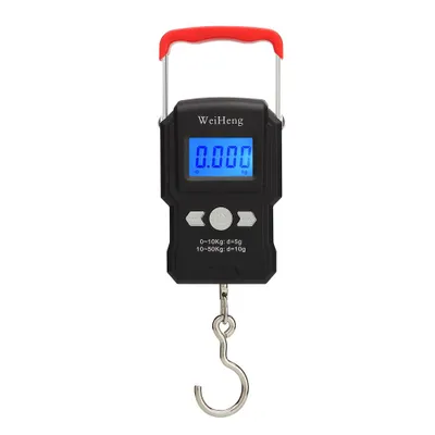 Obrázok produktu pre 50 kg/5 g LCD digitálna váha s podsvietením, prenosná, s háčikom, dvojitá presnosť, ideálna na rybárčenie a cestovanie