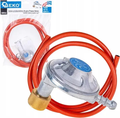 Immagine prodotto di Set di collegamento al gas - regolatore di pressione del gas + tubo del gas da 2 m + fascette stringitubo da 3/8"